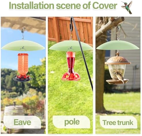 13" Bird Feeder Rain Guard, Hummingbird Feeders Shade Dome Cover, Hanging Baffle for Bird Feeder Pole,Smart Birds Feeder's Umbrella(Light Green), 1 Pack