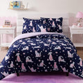 Full Size Comforter Sets for Girls-4 Pieces Cat Glow in the Dark Bedding