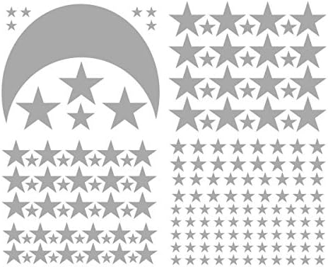 Moon and Stars Wall Decal Vinyl Sticker for Kids Boy Girls Baby Room Decoration Good Night Nursery Wall Decor Home House Bedroom Design YMX16 (Gray)