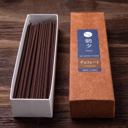 Asayu Japan Chocolate Incense Sticks, Low Smoke Japanese Incense, 20g