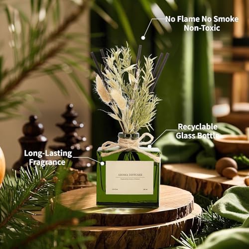 Reed Diffuser, 6.09 oz Sandalwood Rose Scent Diffuser with Sticks & Dried Flowers, 120 Days Long Lasting diffusers for Home, Elegant Fragrance for Bathroom Bedroom Office Decor Air Fresh