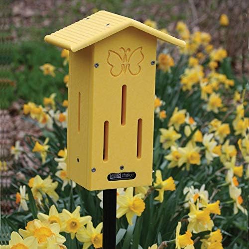 Birds Choice Pole Mounted Butterfly House | Recycled Poly Lumber | Yellow