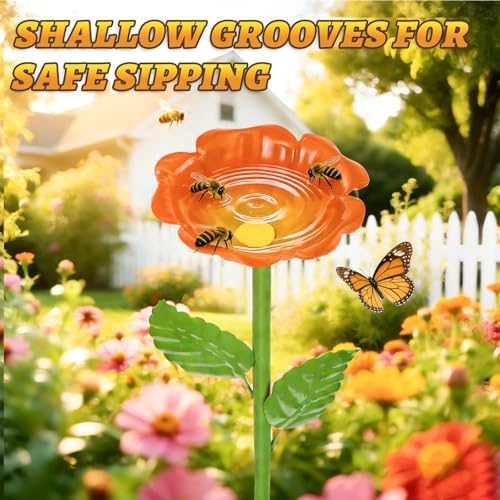Mellbree Bee Watering Station, 6-Pack Metal Flower Bee Bath for Garden – Attract Butterflies & Pollinators – Colorful Outdoor Gardening Stakes for Yard, Patio, Butterfly Garden, Gardening Essentials