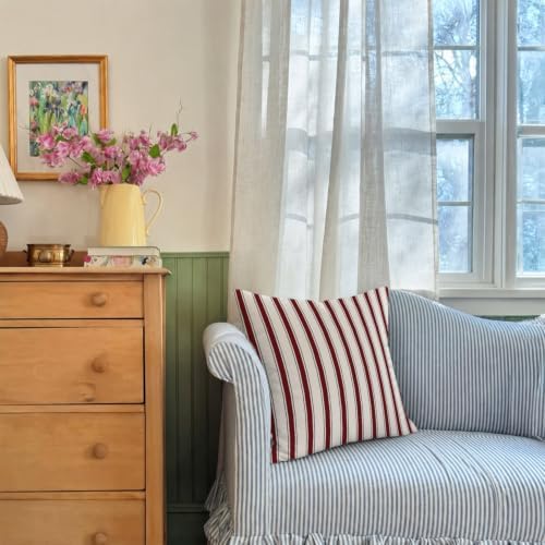 Burgundy Navy Stripe Decor Pillow Cover 18x18