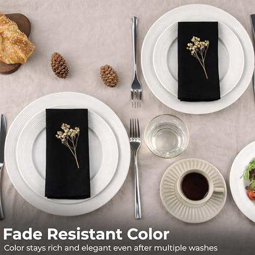 Ramanta Home Black Cotton Dinner Napkins Set of 12, 18x18 Inch