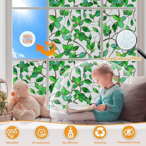 Frosted Privacy Window Film Static Cling Decorative Glass Film35.4x157in