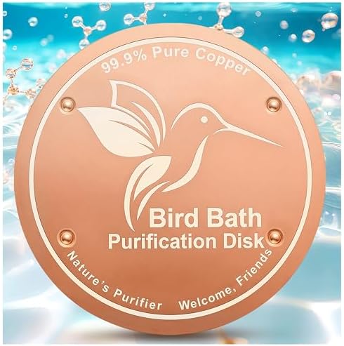 OICEME Bird Bath Purification Disc Pure Copper Outside Winter Solar Power Birdbath Hanging Bowl Deicer Cage Metal Deck Railing Glass Concrete Ceramic Stone Ground Water Birdhouse Gifts