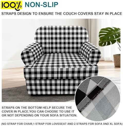NILUOH 2-Piece T-Cushion Armchair Slipcover, Stretch Chair Cover with Separate Seat Cushion Cover, Soft Washable Furniture Protector for Living Room