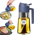 YARRAMATE 16 oz 2-in-1 Glass Olive Oil Sprayer for Cooking, Navy