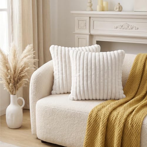 2 Pack 18"x18" Corduroy Decorative Throw Pillow with Inserts