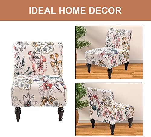 Eco-Ancheng Armless Chair Slipcover Removable Armless Accent Chairs Covers Washable Armless Slipper Chair Slipcover Printed Armless Chair Furniture Protector Covers for Living Dining Room Hotel