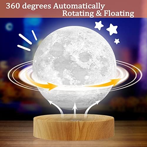 UVEHAS Magnetic Levitating Moon Lamp 16 Colors Modes Floating 3D Printing LED Moon Lamp LED Magnetic Levitation and Spinning Luna Night Lights for Home Office Decor