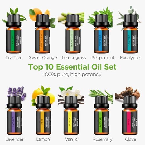 InnoGear 400ml Aromatherapy Essential Oil Diffuser 10 Oils Gift Set, Grey