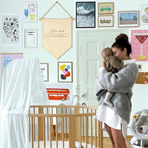Let Her Sleep for When She Wakes She Will Move Mountains-Pennant Wall Decor Gift for Baby Girls Kids-Canvas Pennant Banner Pennant Wall Decor Gift for Nursery Baby Room Bedroom-Baby Gift Shower