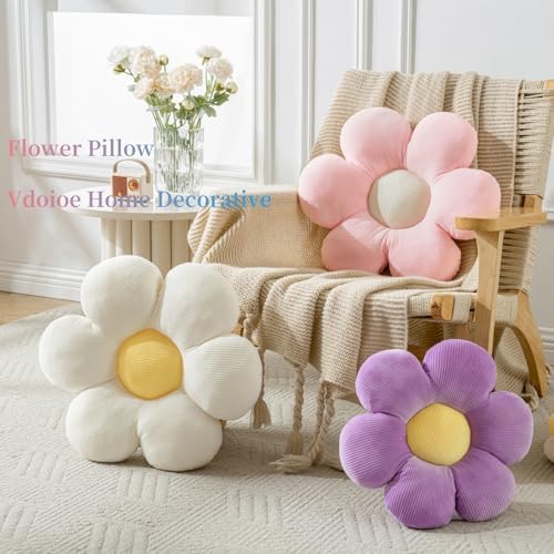 Flower Pillow,23.62" Daisy Pillow Purple Decorative Pillows