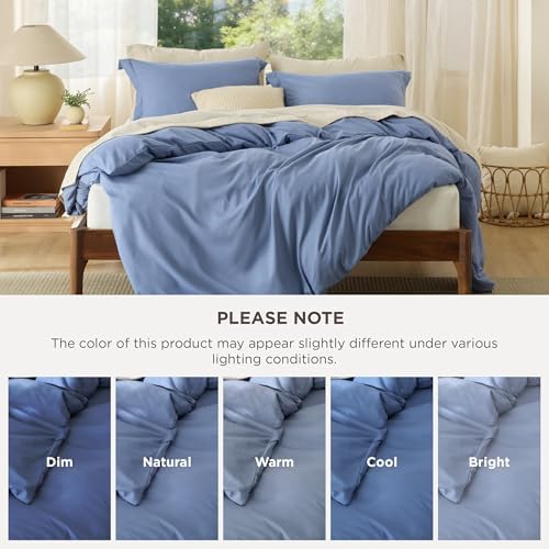 Bedsure Duvet Cover Full Size, 3Pcs Double Brushed Bedding Set, Slate Blue