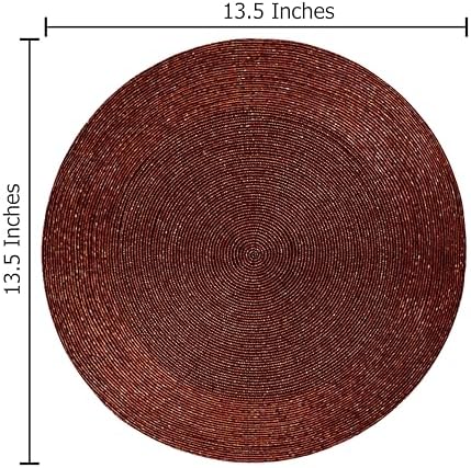 COTTON CRAFT Glitz Handmade Beaded Charger Placemats - Set of 4 - Burgundy