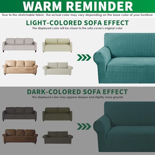 MAXIJIN Stretch Sofa Chair Slipcovers with Arms (31"-46 Washable Chair Cover Armchair with Non-Slip Foam & Elastic Bottom, Dog Cat Pet Friendly Furniture Protector (Small, Peacock Blue)