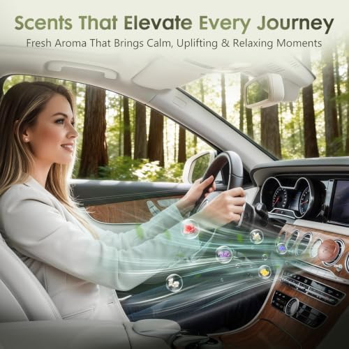 Car Air Freshener Wood Diffuser 2 Pack, Vent Clip Long Lasting Scent, Walnut Odor Eliminator Auto Accessories for Women Men, 4 Essential Oil Tablets (Grove, Ocean, Coconut and Linen)