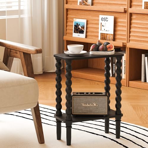 Veegle Narrow Side Table Small End Table for Small Spaces Black