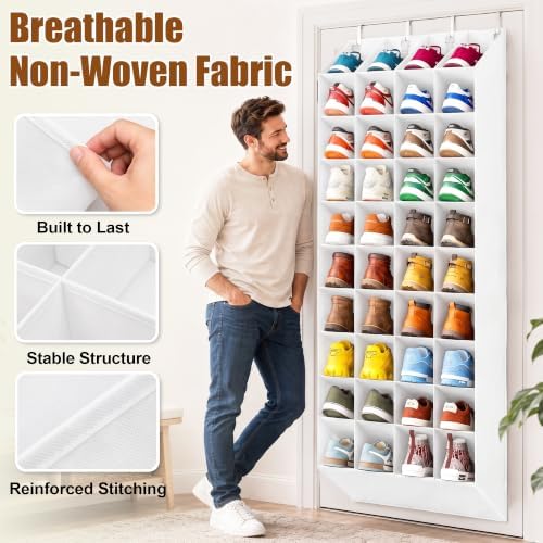 30-40 Pairs Over the Door Shoe Organizer, 10-Tier Door Shoes Rack