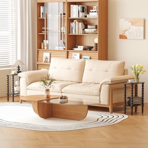 Veegle Narrow Side Table Small End Table for Small Spaces Black