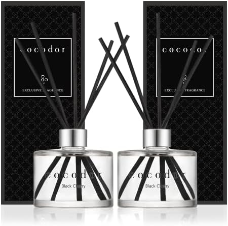 COCODOR Signature Reed Diffuser Set/Black Cherry / 6.7oz /2 Pack/Home Fragrance Diffuser, Oil Scent Diffuser for Bathroom Shelf Decor