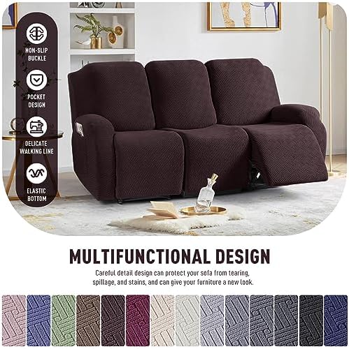 KinCam Recliner Sofa Covers, Stretch Reclining Cover, Dark Coffee