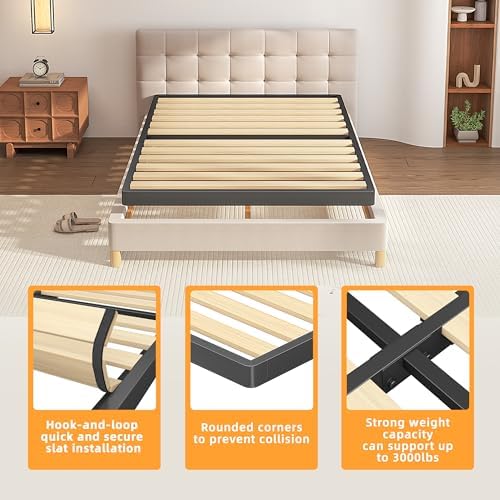VIPSHOW 2 Inch Twin XL Sag-Proof Wooden Slats Box Spring with Round Corners
