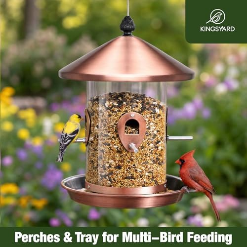 Kingsyard Large Metal Bird Feeder for Outdoors Hanging, Tube Bird Feeders