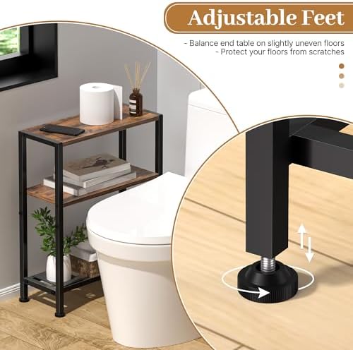 Narrow Side Table Set of 2, 2-Tier Small End Table,Slim Nightstand