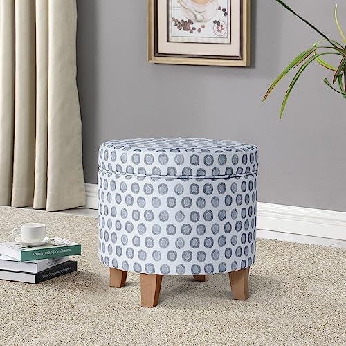 HomePop 19" Round Storage Ottoman - Green Medallion Ikat Print