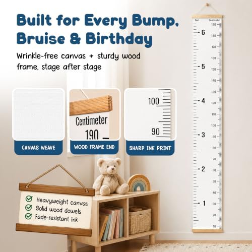 Wall Growth Chart for Kids - Wrinkle-Free Canvas Height Ruler
