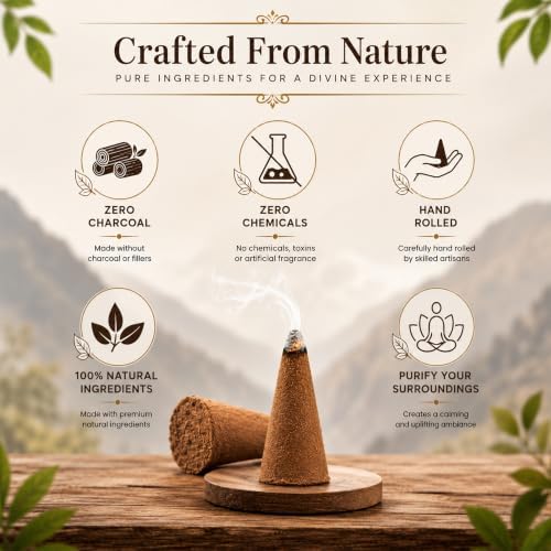 ARO VATIKA Vedic White Sage Natural Incense Cones Pack of 120, 12 Premium Boxes Non-Toxic Dhoop Cones for Meditation, Yoga, Spiritual Healing, Relaxation & Home Fragrance, Burn Time- 25 Mins
