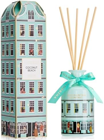 COCORRÍNA Reed Diffuser - Coconut Beach 6.76 fl oz Reed Diffuser with 8 Sticks Home Fragrance Bathroom Shelf Decor (Festive House Collection)