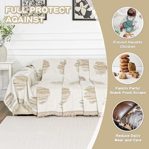 MEETSKY Sofa Covers for Dogs Sofa Covers for 2 Cushion Couch Sofa Chenille Sofa Slipcover Couch Covers for Sectional L Shaped Couch Pets Protector Furniture Covers, 71" x 118", Khaki