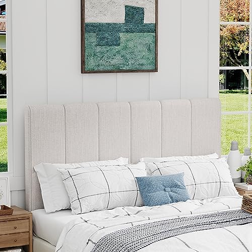 Yongchuang Upholstered King Headboard Only, Modern Linen Grayish White