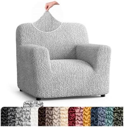 PAULATO Premium Stretch Couch Covers for Sofa - Sofa Chair Cover Washable, Dogs & Pets Friendly - Elastic Polyester Loveseat Slipcovers - Non-Slip Love Seat Couch Covers - Light Grey (21"-39" Wide)