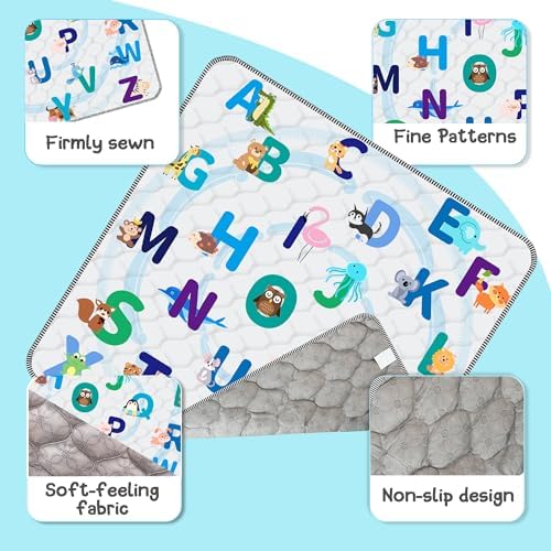 Baby Play Mat, Thick & Soft 50" X 50" Playpen mat (Animal Alphabet)