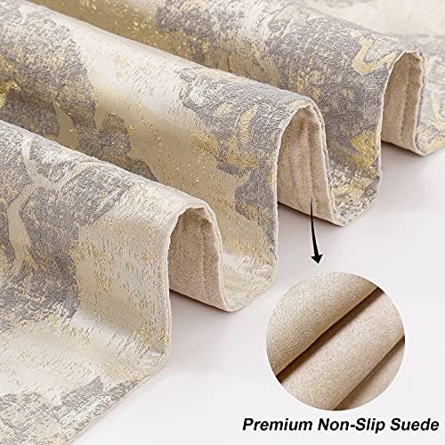 Loom and Mill Luxury Elegant Damask Table Runner 90 inches Long, Beige
