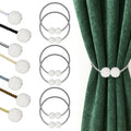 Hion Magnetic Curtain Tiebacks Grey 6pcs, Curtain Holdbacks Hooks Holders