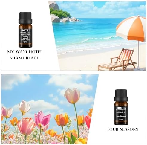 Hotel Collection Diffuser Essential Oil Gift Set,Hotel Scents for Home,Stress Relief Air Freshening,My Way,The Beach Villas and Other Luxury Hotel Scents Waterless Essential Oil Diffuser