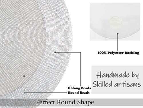 COTTON CRAFT Glitz Handmade Beaded Charger Placemats - Set of 4 - Silver