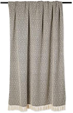 DII Rustic Farmhouse Double Diamond Woven Throw, 50x60, Mineral