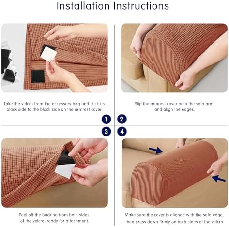 SUBRTEX Stretch Couch Arm Covers Set of 2, Non-Slip Sofa Armrest Slipcovers