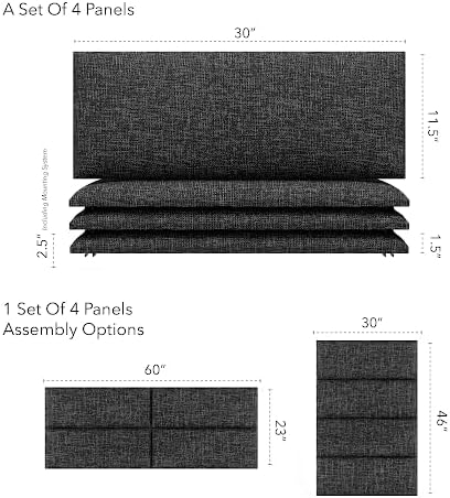Vänt Wall Mounted Headboard Panels, Queen/Full, Weave Prestige