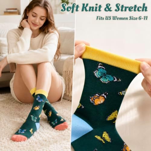 Funny Socks for Women Men - Novelty Crazy Socks Bird Butterfly Gifts, Bird Stocking
