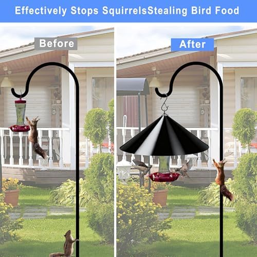 Squirrel Baffle for Bird Feeder Pole - 19 Inch for Protects Hanging Feeders (2 Pack, Black)