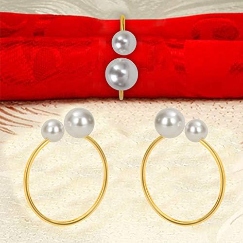KPOSIYA Pearl Napkin Rings Set of 100 Gold Napkin Holder for Table Decor
