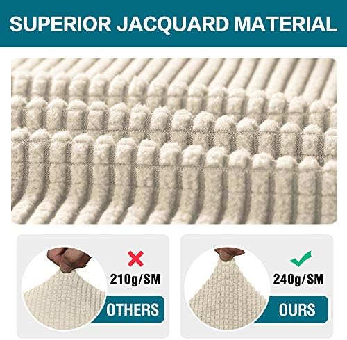 Turquoize Stretch Armrest Covers for Chairs and Sofas Couch Arm Covers for Sofa Spandex Jacquard Armrest Cover Anti-Slip Furniture Protector Armchair Slipcovers for Recliner Set of 2, Natural